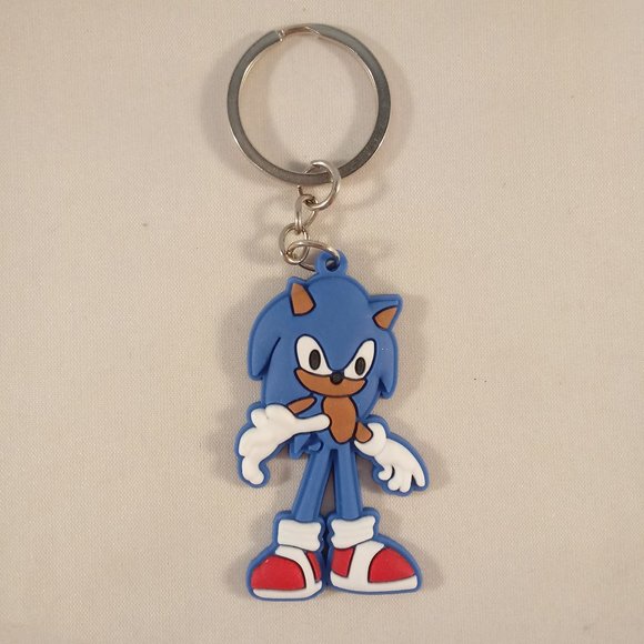 Men's Silver Sonic Hedgehog Keychain Key Ring Lot of 2 - Picture 3 of 4